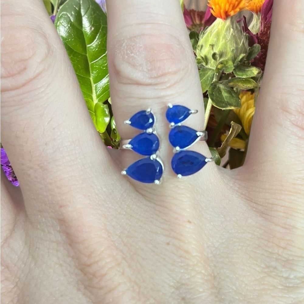 Sodalite Adjustable Silver Ring